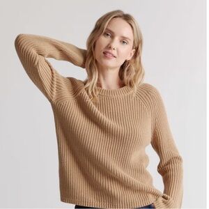 Quince Camel Ribbed Crewneck Sweater